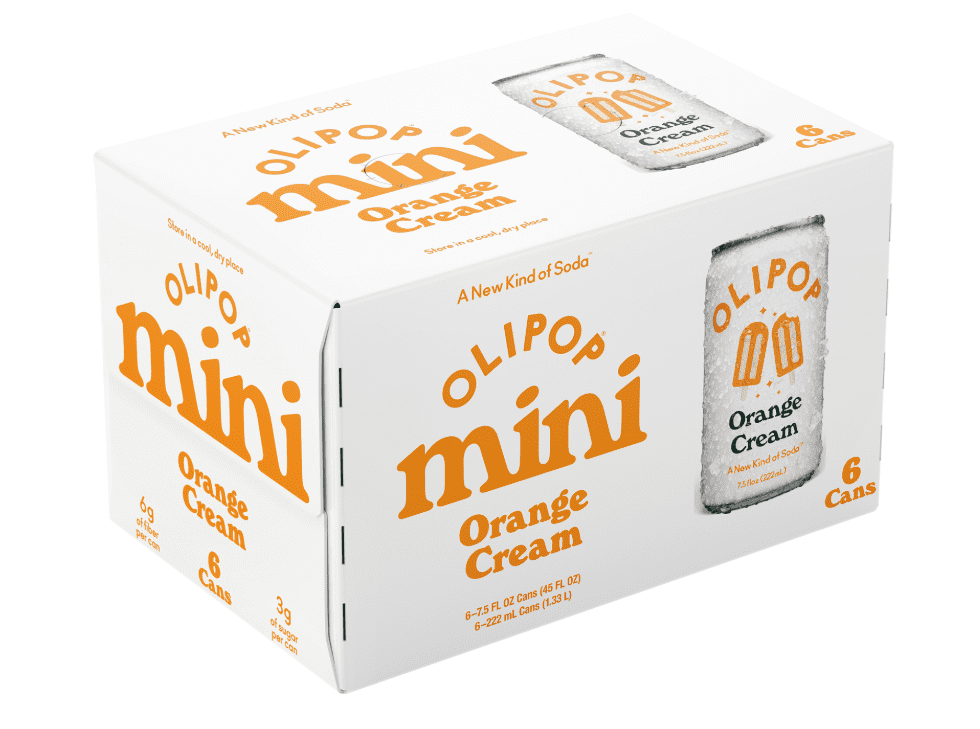 Olipop Minis Prebiotic Soda Pop, Orange Cream, High Fiber, 7.5 fl oz 6 Pack