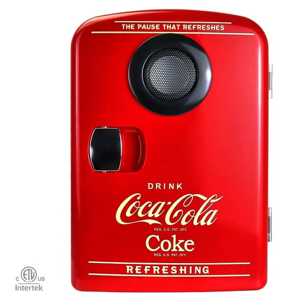 CocaCola Personal 6 Can Mini Fridge Cooler/Warmer with Bluetooth
