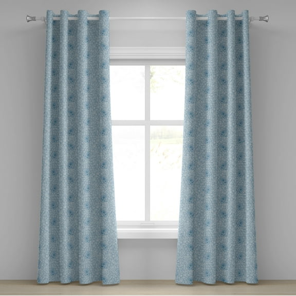 Ambesonne Blue Grommet Curtain, Blooming Romance, 50" x 72", Blue
