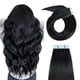 thumbnail image 1 of YILITE Extensiones de cabello con cinta adhesiva Cabello humano 16 pulgadas 40 g 20 piezas Cinta recta sedosa en extensiones de cabello humano Color negro azabache Cabello humano real, 1 of 5
