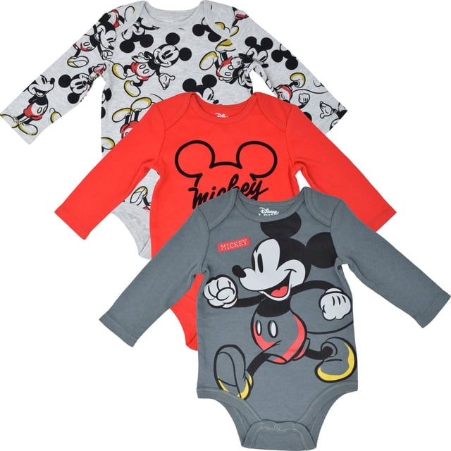 Disney Mickey Mouse Pack de 3 Bodies de Manga Larga para Bebé 18M