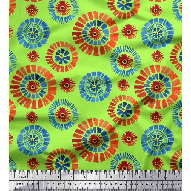 Soimoi Poly Georgette Fabric Brush Stroke Abstract Print Fabric by the Yard 52 Inch Wide