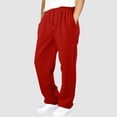 thumbnail image 6 of Nestiefly Mens Sweatpants Open Bottom Athletic Baggy Straight Leg Pants Casual Drawstring Waist Joggers with Pockets Red L, 6 of 7