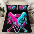 thumbnail image 2 of Homewish Watercolor Ink Painting Twin Sheet Sets,Rugby Football Sport Twin Fitted Sheet,Cyan Pink Black Flat Sheet For Teens,Microfiber Bedroom Decor,3pcs, 2 of 7