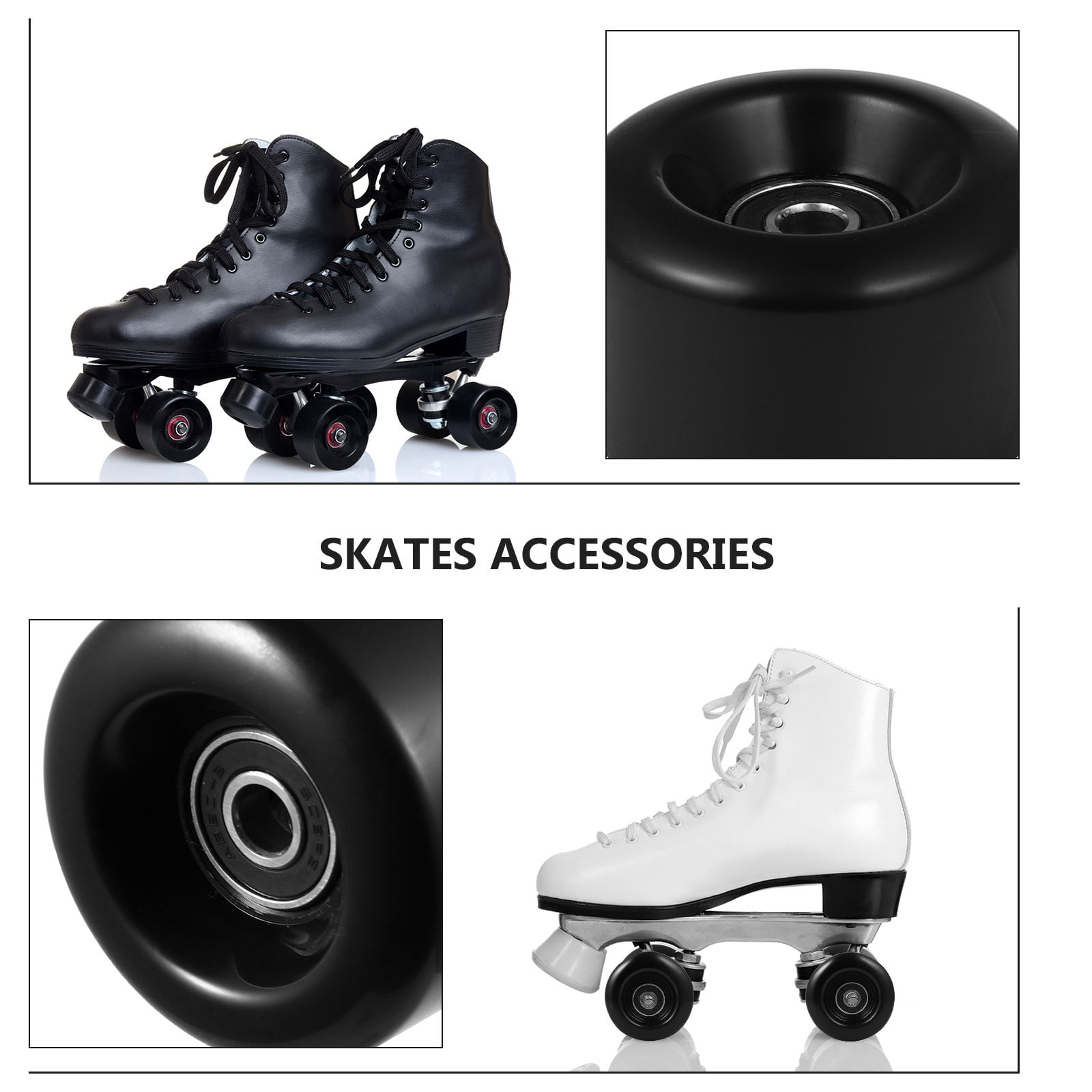 Worgeous  4 Pcs Roller Skate Wheels Skating Shoes Skates Accessories Kids Black