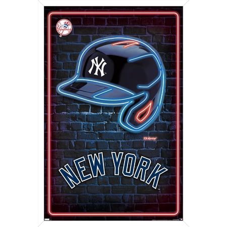 MLB New York Yankees – Neon Helmet 23 Wall Poster 22.375 x 34 Framed