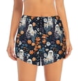 thumbnail image 4 of Lsque Cute ghost in the flowers Printed Women's Running Shorts with Liner Pockets,Elastic Quick Dry Workout Athletic Gym Yoga Shorts,Womens High Waist Shorts-Medium, 4 of 9