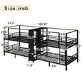thumbnail image 4 of Full Size Quadruple Metal Bunk Bed for 4 Sleepers, Built-in Wardrobe & Shelves, Noise-Reduced Design, Space-Saving Heavy Duty Frame, Dorm/Group Home Solution, Black, 4 of 8