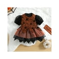 thumbnail image 2 of Bagilaanoe Toddler Baby Girls Halloween Dress Princess Spider Web Pattern V-Neck Puff Short Sleeve Tulle Dress 6M 12M 18M 24M 3T 4T 5T Kids Cosplay Party Dress, 2 of 9