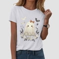 thumbnail image 2 of Leey-World Womens Halloween Shirts Shirt for Women Fashion Print T Shirt Short Sleeve Women Short Sleeve Round Neck Tee T Shirt Printing Loose Top(White,M), 2 of 5