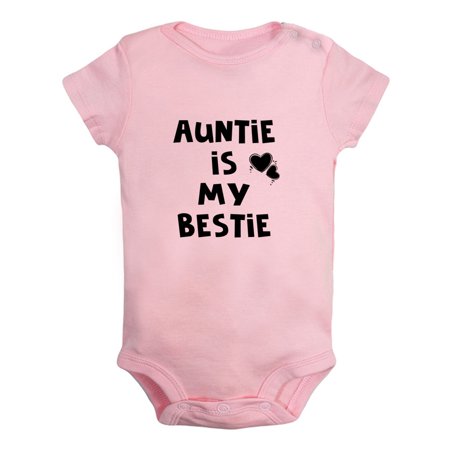 

iDzn Auntie Is My Bestie Funny Rompers For Babies Newborn Baby Unisex Bodysuits Infant Jumpsuits Toddler 0-24 Months Kids One-Piece Oufits