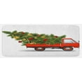 thumbnail image 1 of Christmas Kitchen Mat, Red Retro Style Farm Truck and Big Xmas Tree Tinsel Balls Candy Design, Plush Decorative Kitchen Mat with Non Slip Backing, 47" X 19", White Red Green, by Ambesonne, 1 of 1