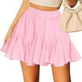 thumbnail image 2 of Ediodpoh Athletic Skirt Women High Waist Pleated A Line Mini Skirt Solid Color Elastic Waist Sports Skort Comfortable Women's Skirts Pink S, 2 of 5