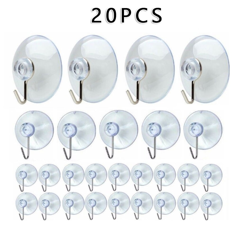 20PCS Window Suction Cups With Metal Hooks Hanger Hanging Hook Sucker Cup 25mm