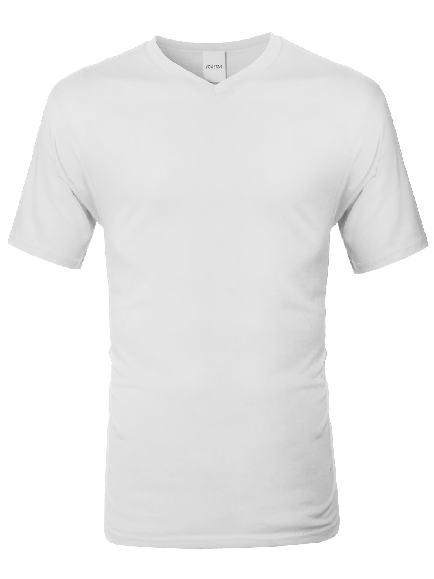 FashionOutfit Men's Basic Solid Short Sleeve Vneck Preshrunk Cotton T