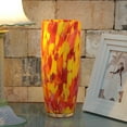 thumbnail image 2 of Ca D Oro Murano-Style Glass Vase Orange/Yellow Confetti Effect Hand Blown Art Glass Crystal for Flower, Room Decoration and Centerpiece - Model AD3, 2 of 4