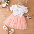 thumbnail image 2 of Mercatoo Toddler Baby Girl Dress 𝐅loral Print Short Sleeve Mesh Dresses with Decoration Bow Summer Casual P𝐚rty Clothes, 2 of 8