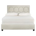 thumbnail image 2 of SAFAVIEH Solania Glam Upholstered Bed Frame with Nail Head, Queen, Cream, 2 of 7