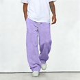 thumbnail image 5 of Men's Wide Leg Sweatpants Baggy Casual Drawstring Waist Joggers Lounge Sweat Pants with Pockets Light Purple XL, 5 of 6