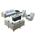 thumbnail image 3 of XIZZI 11 Pieces Outdoor Patio Furniture Set All-Weather Wicker Conversation Set Rattan Outside Sectional Sofa with Fire Pit Table & Swivel Rocking Chairs for Garden, Gray, 3 of 11