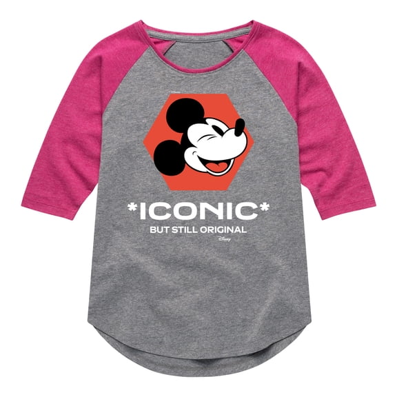 Disney - Mickey Mouse - Iconic But Still Original - Toddler & Youth Girls Raglan Graphic T-Shirt