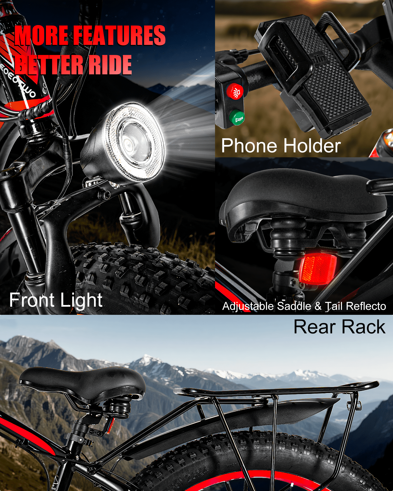 EOEOTWO 26" Fat Tire Electric Bike for Adults, 1500W Motor 34Mph, 48V 15Ah Battery 60Miles Range, Mountain Ebike, UL 2849 Certified