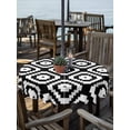 thumbnail image 2 of Outdoor Tablecloth with Umbrella Hole for Patio/Picnic/Party/Camping, Black White Geometric Waterproof Table Cloth Round Cover Washable, Modern Abstract Art (Dia 60"), 2 of 8