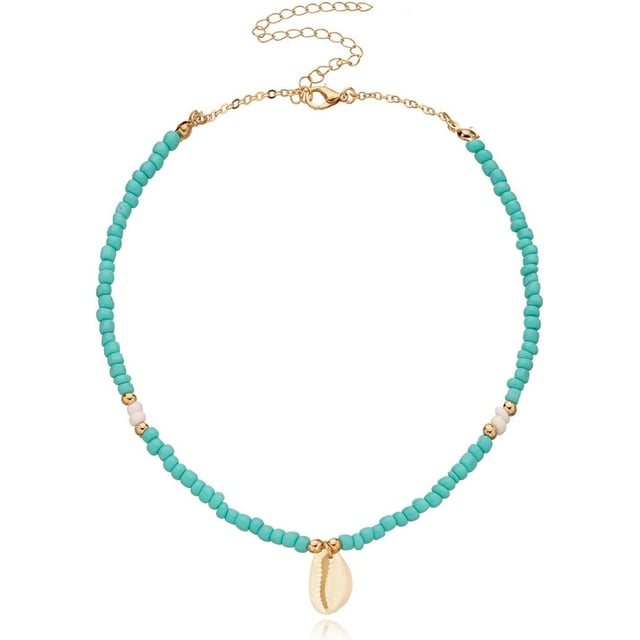 HSHDLDF Collier Coquillage Puka pour Femmes Hommes Collier Surfeur Coquillage Cordon Collier Collier Ras du Cou Perles Colorées Collier Ajustable Été Boho Hawaii Boucle Perle Collier Bijoux Coquillage Naturel
