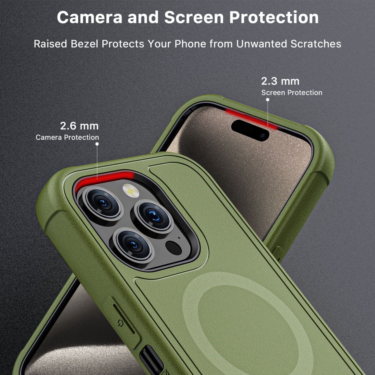 MYBAT PRO Maverick Series Case for iPhone 15 Pro Max , MagSafe Compatible, 360° Rotating Kickstand, Belt Clip Holster & Screen Protector Included, Anti-Drop Shockproof,Army Green