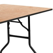 Flash Furniture 5-Foot Rectangular Wood Folding Banquet Table with Clear Coated Finished Top