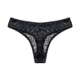 thumbnail image 4 of WZXFASHION Low Lace Patchwork For In Women Color Panties Sexy Thong Waist Solid Intimates Black XXXXL, 4 of 4