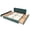 Blueish Green, variant on Modern Beige Wood Frame Grounded Queen Size Platform Bed, Queen Chenille Upholstered Platform Bed with Headboard