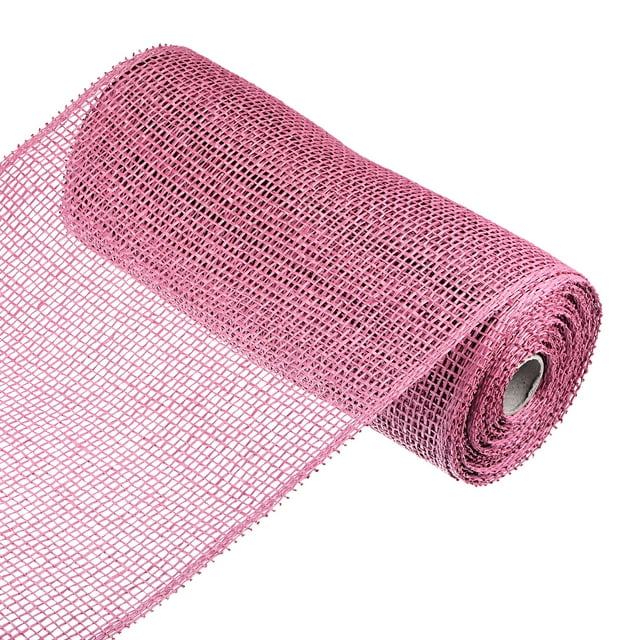 Unique Bargains PP Burlap Mesh 10' x 10 Yards Decorative Wrapping Ribbon, Pink 1 Roll