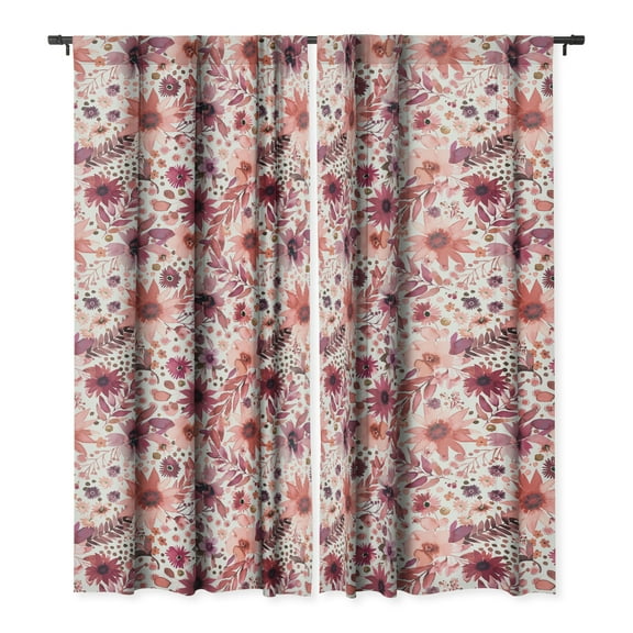 Society6 Ninola Design Rustic Flowers Organic Holiday Single Panel Room Darkening Window Curtain 50" x 64"