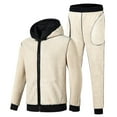 thumbnail image 4 of SGMVNU Men's Tracksuits Male Casual Warm Solid Two Piece Suit Zipper Pocket Hoodies Coat Drawstring Pants Set Casual Outfits for Men(Black, S), 4 of 8
