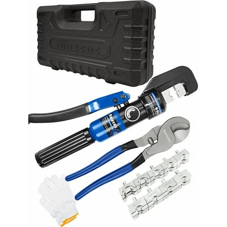 

Hydraulic Crimping Tool and Cable Cutter Hydraulic Cable Lug Crimper 8 US TON 12 AWG to 00 (2/0) Electrical Terminal Cable Wire Tool Kit with 9 Die