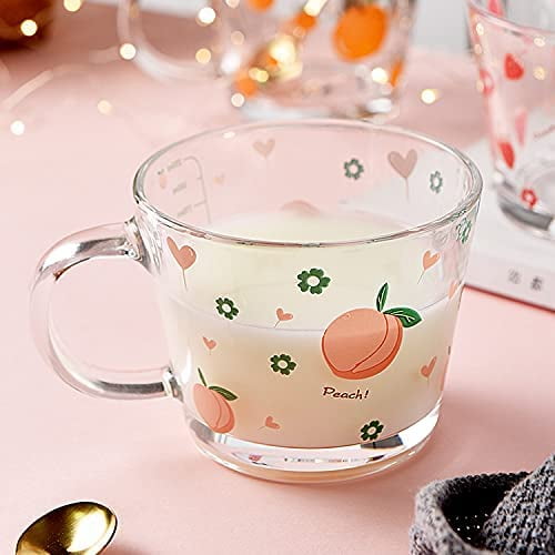 DanceeMangoos Clear Iridescent Coffee Mug with Lid and Sakura Spoon Tea  Cups Glass Mugs Pretty Cute Mug for Milk Latte Chocolate Juice Water for  Women Men Birthday Christmas(pink) 