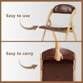 thumbnail image 6 of Set of 2 Wooden Folding Chairs - Natural Frame, Brown PU Leather Padded Seats, Portable, 400 lbs Capacity, 6 of 24