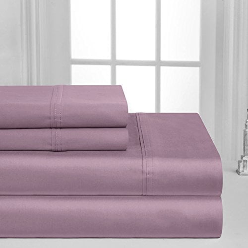 Ensemble de Draps en Coton 100 % à 1000 Fils, Collection Luxueuse (Double, Violet)