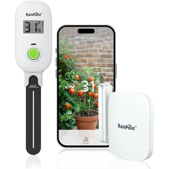 RainPoint Smart Digital Wireless Soil Moisture Meter for Indoor/Outdoor Plants with WiFi Hub Kit, Soil Probe Hygrometer Sensor