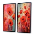 thumbnail image 3 of Designart "Illustration Spring's Red Poppy Blossoms IV" Coquelicots Encadrés Ensemble d'Art Mural de 2 - Ensemble de Toiles Encadrées Roses Traditionnelles pour Décoration de Salon, 3 of 6