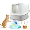 thumbnail image 1 of KE WOOW Arenero Cerrado Grande para Gato, Puertas Abatibles, Entrada/Salida Frontal y Superior, Color Gris KE WOOW Arenero Dos puertas, 1 of 1