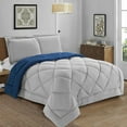 thumbnail image 4 of Elegant Comfort Reversible 3-Piece Comforter Set All Season, Ultra Soft, Down Alternative Comforter, 3PC Comf-KING, Silver/Navy, 4 of 5
