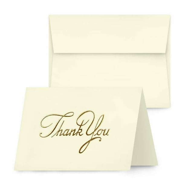 2022 Business Thank You Cards, Nice Elegant Gold Embossed, Half Fold ...