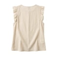 thumbnail image 7 of Favoffer Women's Linen Tank Top Solid Color Decorative Button Ruffle Trim Sleeveless Summer Daily Casual Casual Blouse, 7 of 7