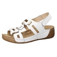 thumbnail image 6 of Womens Orthopedic Sandals Low Wedge Slingback Walking Shoes Fashion Buckle Cutout Leather Platform Beach Shoes White Size 7, 6 of 6