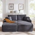 thumbnail image 2 of FFH 69"W Oversized Double Chaise Lounge Chair Indoor, Plush Corduroy Boneless Sleeper Sofa Deep Seat Cloud Sectional Couch for Living Room, Gray, 2 of 8