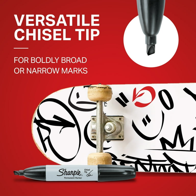 Sharpie Permanent Markers, Chisel Tip, Black, 12 Count