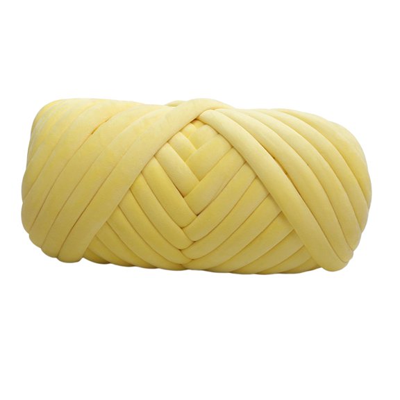 500G Velvet Bulky Chunky Yarn Arm Knitting Comfortable Crochet DIY Washable Tube Giant Yarn for Hand Knit Tapestry Crocheting Scarf Sweaters , Yellow