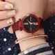 thumbnail image 5 of Reloj de pulsera de cuarzo con correa de malla y esfera redonda con destello de estrella colorida para hombres con estilo (rojo), 5 of 5